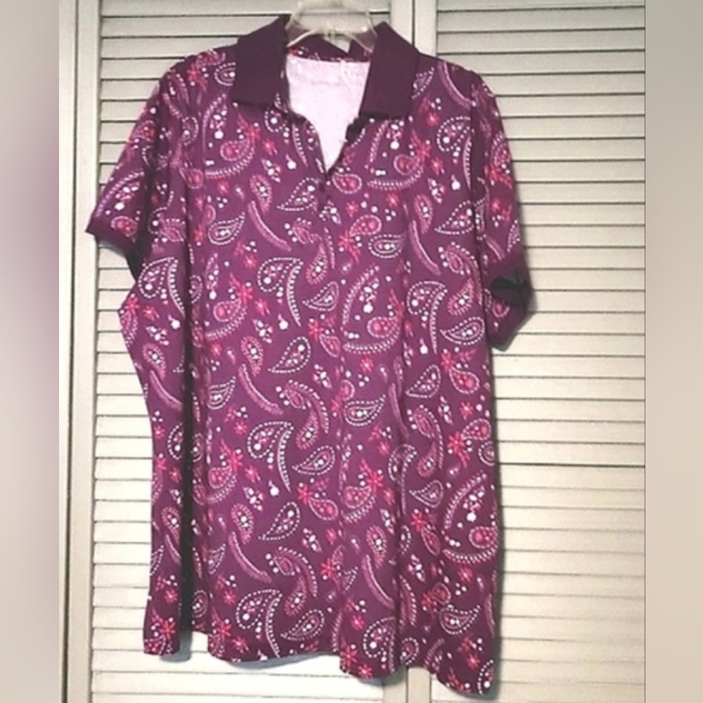 Woman Within multicolored short sleeve blouse. 1X 22/24